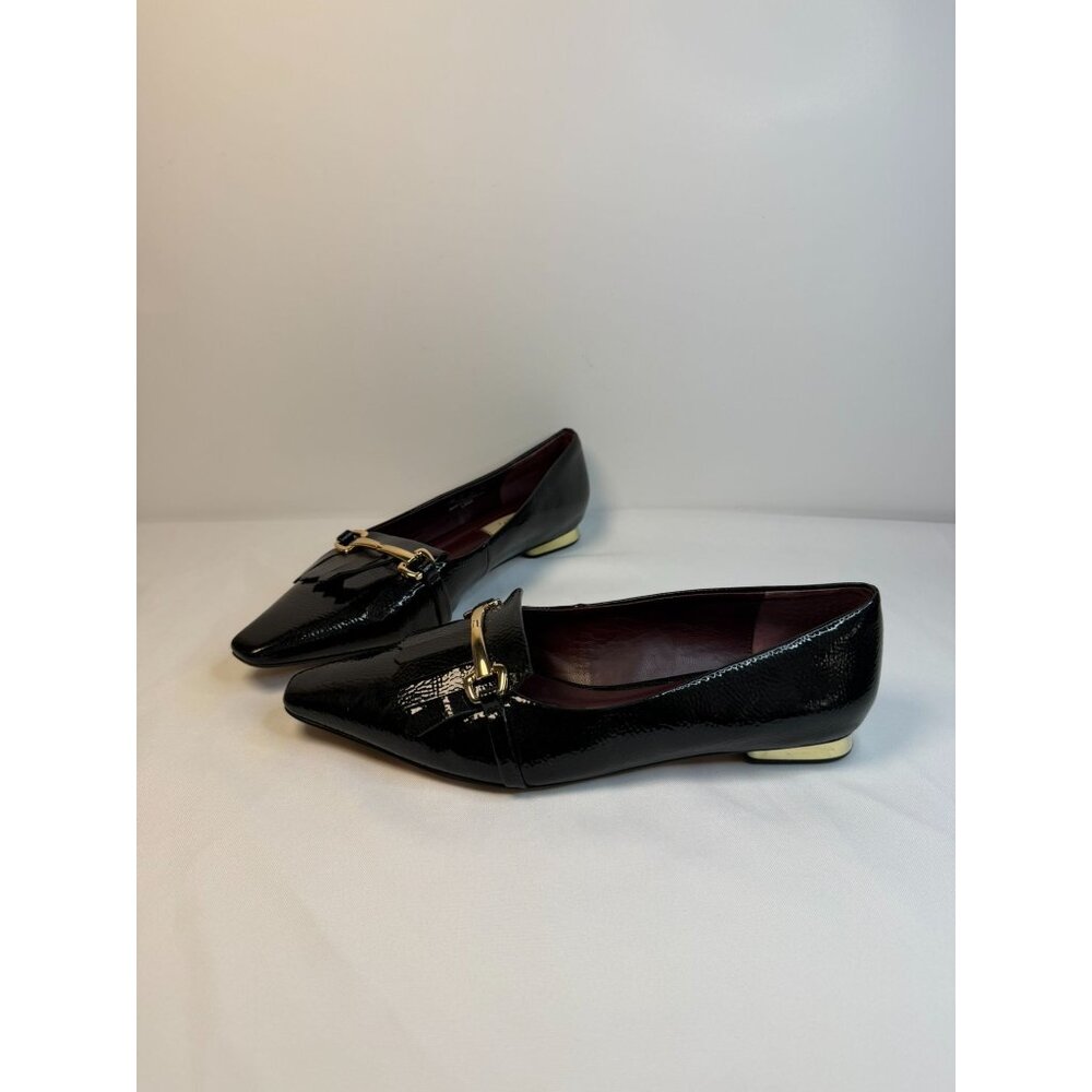 Franco Sarto Rina Womens SIze 7.5M  Black Patent Leather Slip-on Loafer Dressy
